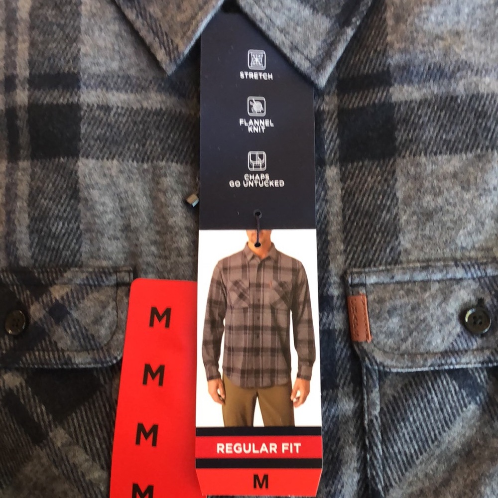 Chaps Men's Long Sleeve Lakeland Stretch Flannel Knit Fleece Shirt Regular Fit M - Picture 13 of 14
